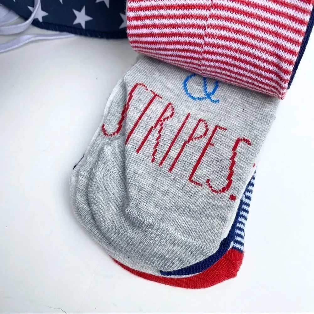 Rae Dunn Patriotic Ankle Socks 10pk Red White Blue NWT